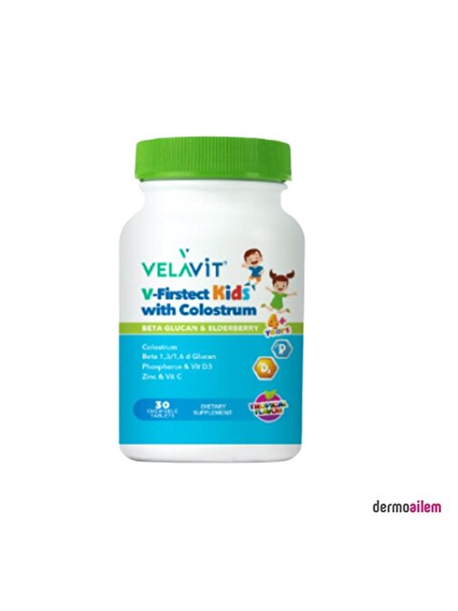 Velavit V-Firstect Kids With Colostrum 30 Çiğneme Tableti