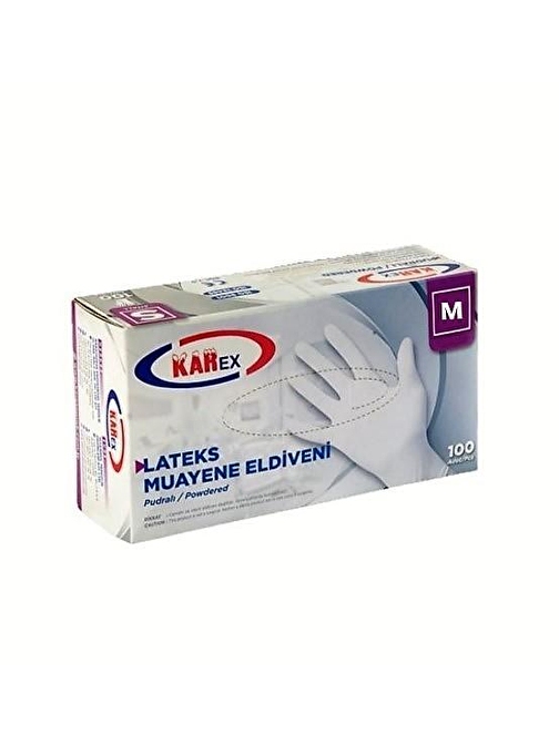 Omnipazar Karex Lateks Pudralı Eldiven 100'Lü Paket Beyaz Medium