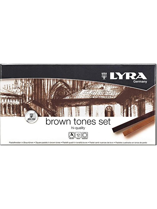 Lyra Polycrayons Karton Kutulu Toz Pastel Boya 12'li Kahverengi Tonları