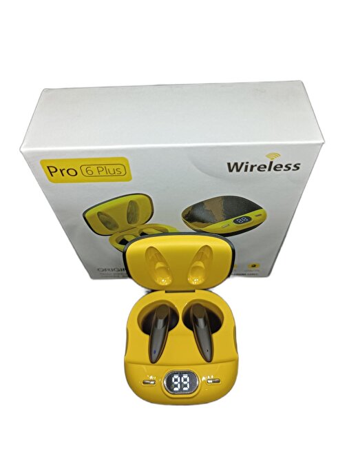 Anycast Pro 6 Plus Bluetooth 5.0 Kablosuz Silikonlu Kulak İçi Bluetooth Kulaklık Sarı
