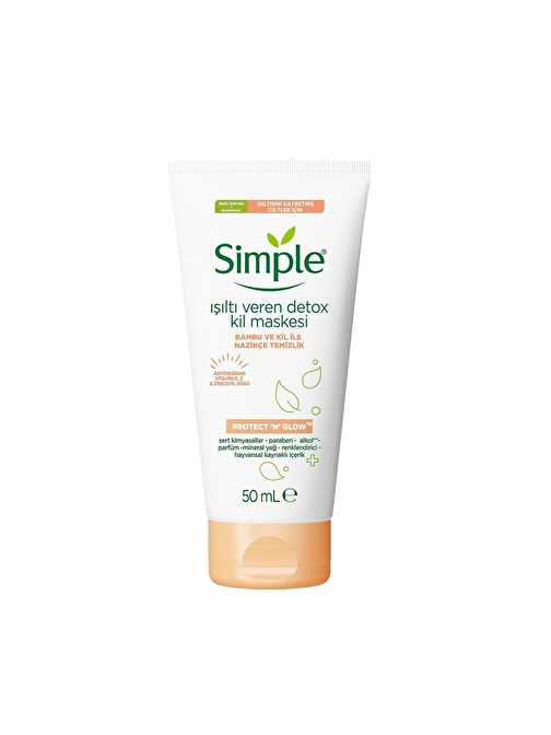 Simple Protect & Glow Yenileyici Nemlendirici Detox Işıltı Veren Kil Maskesi 50 ml