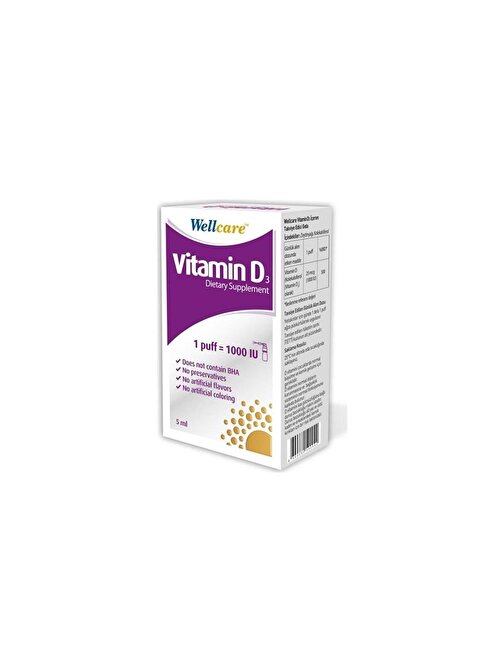 Wellcare Vitamin D3 1000 Iu 5 Ml Sprey