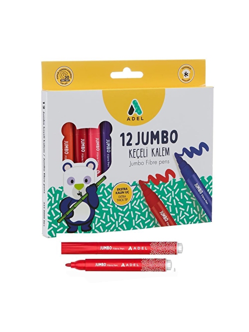 Adel Jumbo Keçeli Kalem 12 Renk Adel 12 li Jumbo Keçeli Kalem 1 Adet