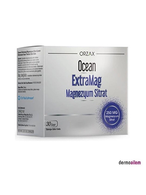 Orzax Ocean Extramag Magnezyum Sitrat 250 Mg 30 Saşe