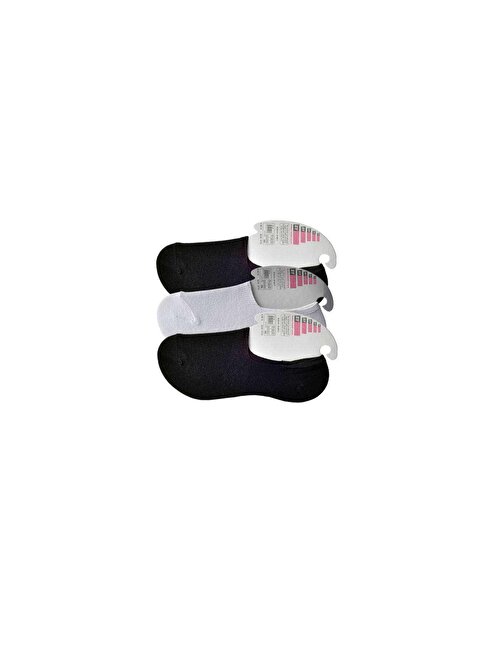 Siyah ve Beyaz Kadın Babet Çorap 3 çift