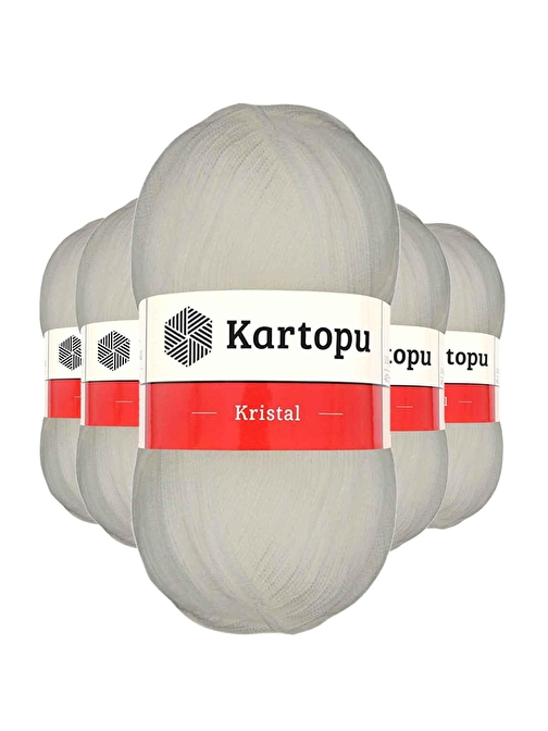 Kartopu Kristal Çift Katlı El Örgü Lif İpliği Ekru K013 5 Adet