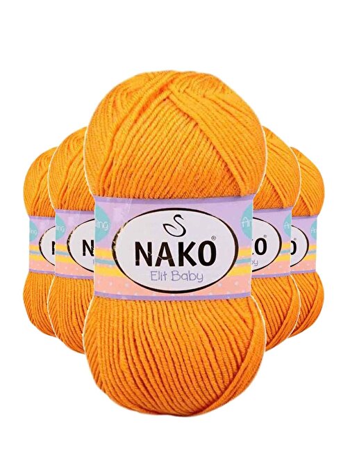 Nako Elite Baby El Örgü İpi Tüylenmeyen Bebek Yünü Portakal Kabuğu 4038 5 Adet