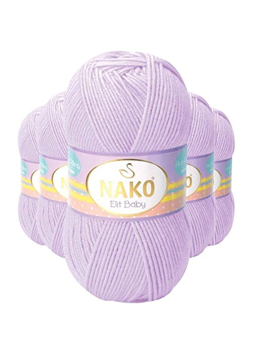 Nako Elite Baby El Örgü İpi Tüylenmeyen Bebek Yünü Mine Çiçeği 5090 5 Adet