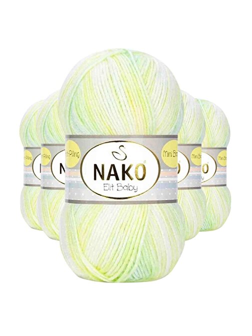 Nako Mini Batik Bebe El Örgü İpi Sarı Yeşil 32424 5 Adet