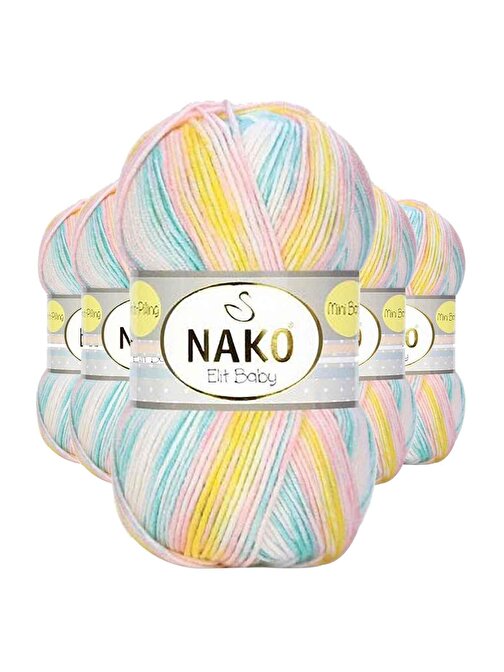 Nako Mini Batik Bebe El Örgü İpi Gökkuşağı 32428 5 Adet