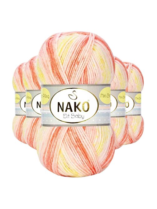 Nako Mini Batik Bebe El Örgü İpi Turuncu Sarı 32430 5 Adet