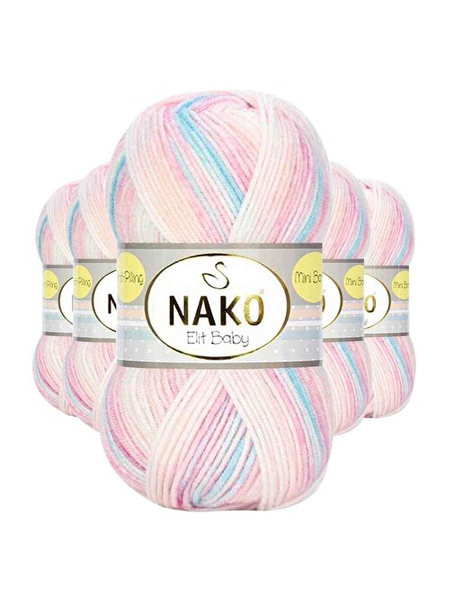 Nako Mini Batik Bebe El Örgü İpi Pembe Turkuaz 32431 5 Adet