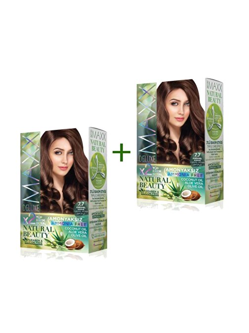 2 Paket Natural Beauty Amonyaksız Saç Boyası 7.7 Karamel Kahve