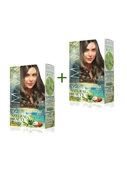 2 Paket Natural Beauty Amonyaksız Saç Boyası 8.11 Yoğun Açık Küllü Kumral