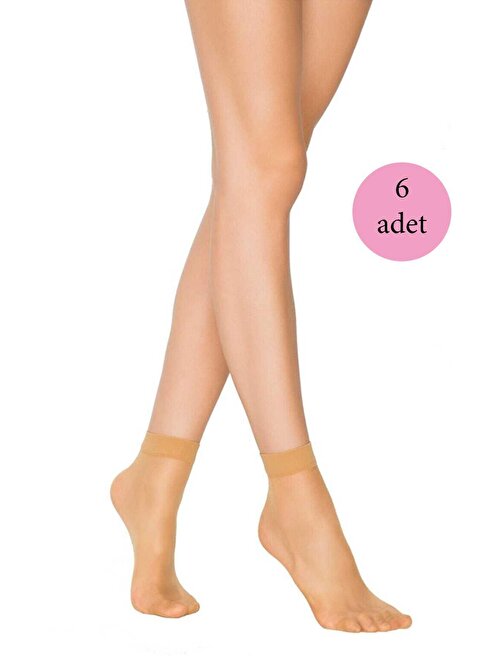 6 Adet Kadın Ten Süper 15 Mat Soket Çorap Ten