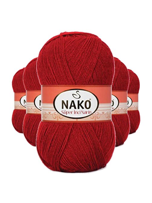 Nako Süper İnci El Örgü İpi Koyu Kırmızı 1175 5x100 gr