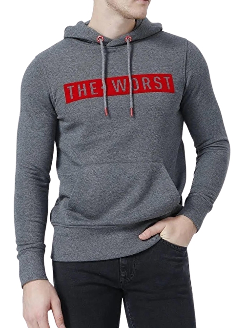 Bad Bear 21.02.12.020 - The Worst Hoodie Kapüşonlu Sweatshirt Antrasit M