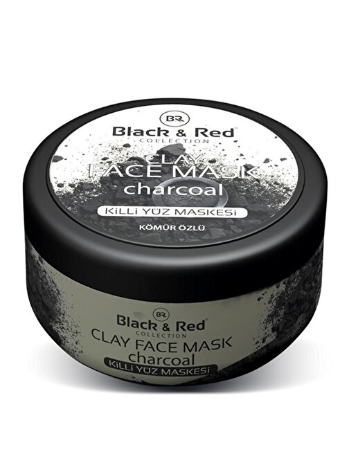 Black & Red Tüm Cilt Tipleri Canlandırıcı Nemlendirici Alkol İçermeyen Kömür Özlü Killi Yüz Maskesi Kavanoz