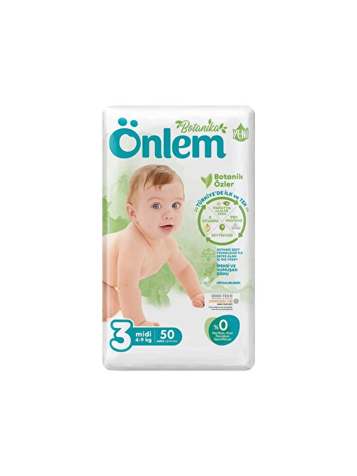 Önlem Botanika 4-9 kg 3 Numara Jumbo Bebek Bezi 50 Adet