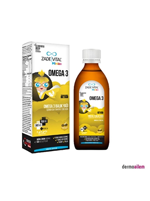 Zade Vital Miniza Omega 3 – Balık Yağı Doğal Limon Aromalı 150 Ml