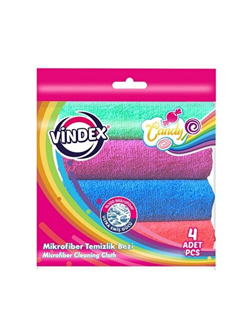 Vindex Mutfak Mikrofiber Temizlik Bezi Renkli 4'lü