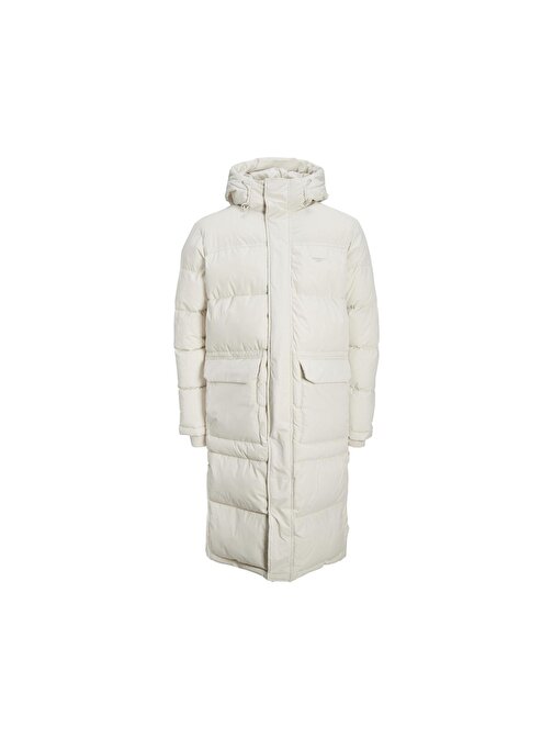 Jack Jones Jorsence Long Puffer Erkek Günlük Mont 12215143-MOONBEAM Krem