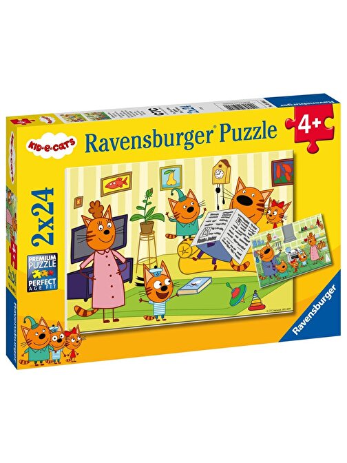 Ravensburger 050802 Çocuk Ve Kediler Temalı Çocuk Puzzle 2x24 Parça 4+ Yaş