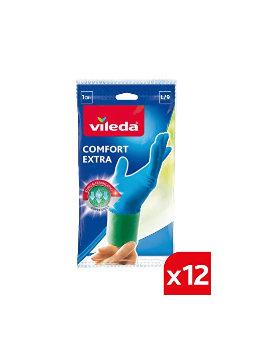 Vileda Comfort&Care Temizlik Eldiveni No 9 Büyük Boy 12'li Paket