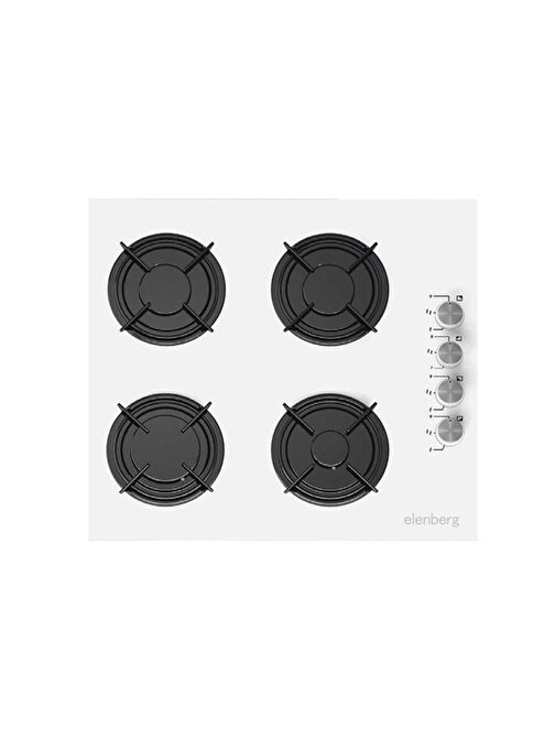 Elenberg ELB 640W DG - LPG Cam Yüzeyli Gaz Emniyetli 4 Gözlü Düğmeden Ateşlemeli Beyaz Ankastre Ocak 60 cm