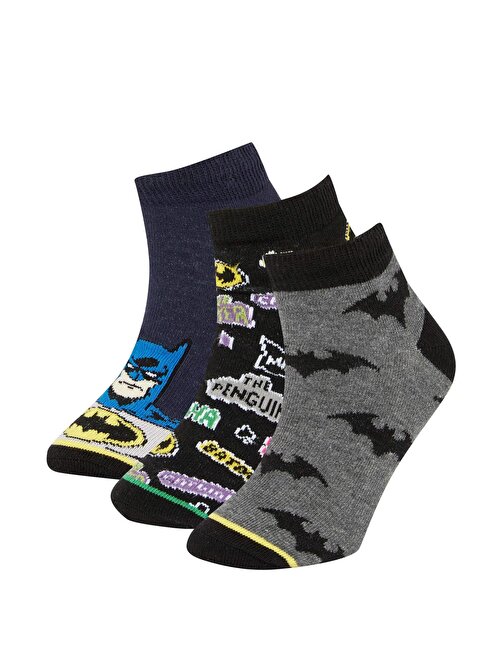 Erkek Çocuk Batman Lisanslı Pamuklu 3lü Kısa Çorap X9602A6NS