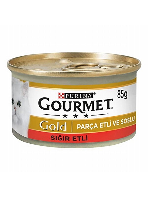 Gourmet Gold Parça Etli Soslu Sığır Etli Yetişkin Kedi Konservesi 6 Adet 85 gr