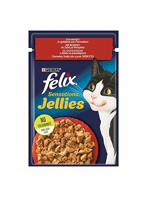 Felix Sensation Sığır Etli Ve Domatesli Jel Yetişkin Kedi Konservesi Pouch 6 Adet 85 gr