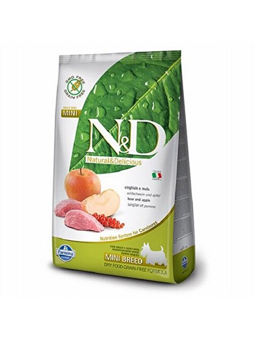 N&D Prime Tahılsız Yaban Domuzlu Elmalı Küçük Irk Yetişkin Köpek Maması 2.5 Kg