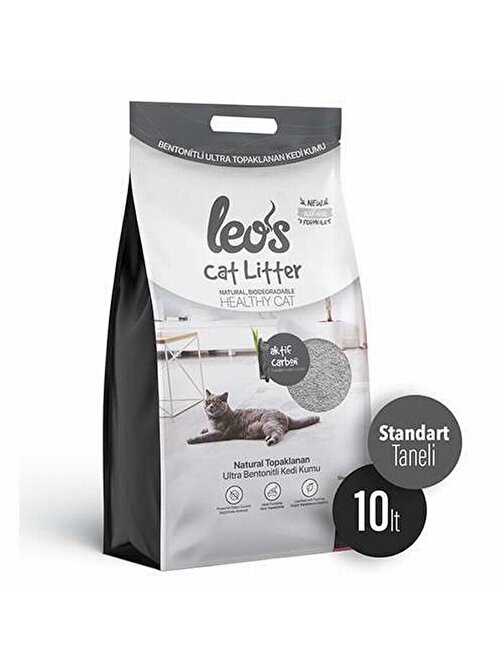 Leos Cat Litter Grey Aktif Karbonlu Bentonit Kedi Kumu 2X10 Lt
