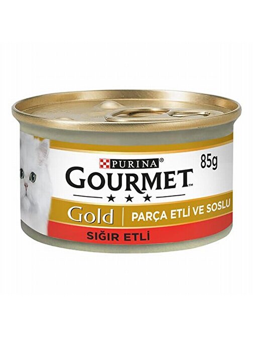 Gourmet Gold Parça Etli Soslu Sığır Etli Yetişkin Kedi Konservesi 12 Adet 85 gr