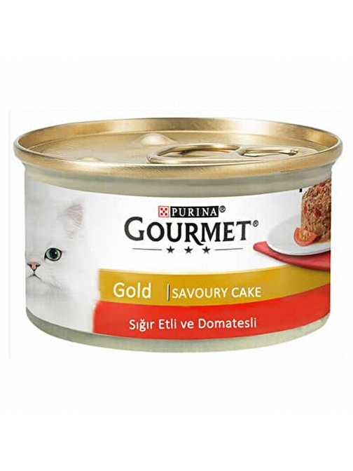 Gourmet Gold Savoury Cake Sığır Etli Domatesli Yetişkin Kedi Konservesi 24 Adet-85 gr