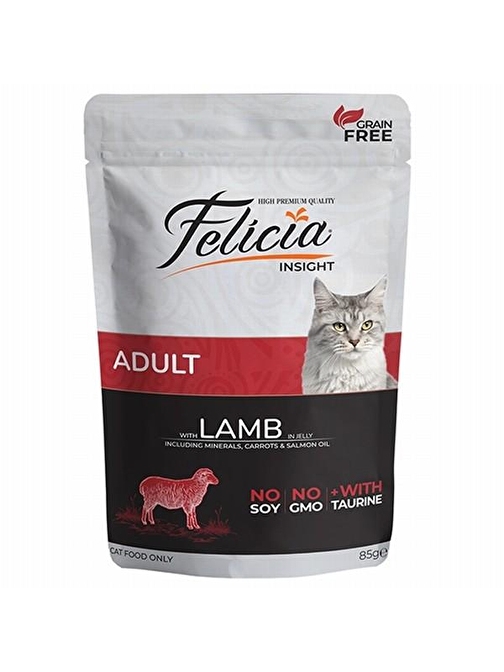 Felicia Tahılsız Kuzu Etli Pouch Yetişkin Kedi Konservesi 85 gr