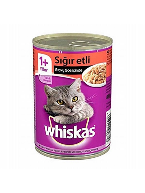 Whiskas gravy Soslu Sığır Etli Yetişkin Kedi Konservesi 24 Adet 400 gr