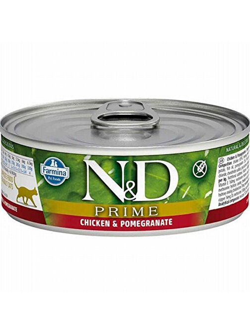 N&D Prime Tavuklu Narlı Yetişkin Kedi Konservesi 6 Adet 80 gr
