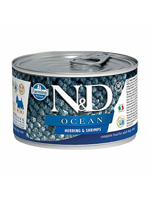 N&D Ocean Ringa Balıklı Karidesli Küçük Irk Yetişkin Köpek Konservesi 140 Gr