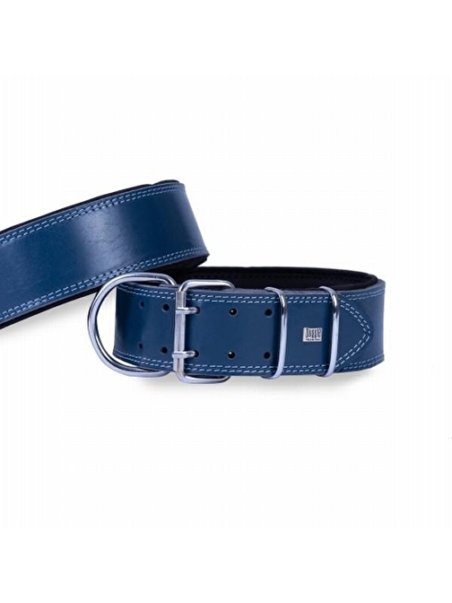 Doggie Çift Kat Deri Extra Güçlü Boyun Tasma Royalblue 6X55-65 cm