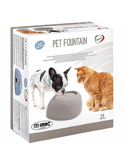 İmac Pet Fountain Kedi ve Köpek İçin Otomatik Su Kabı Gri 220v 32x28x13 Cm