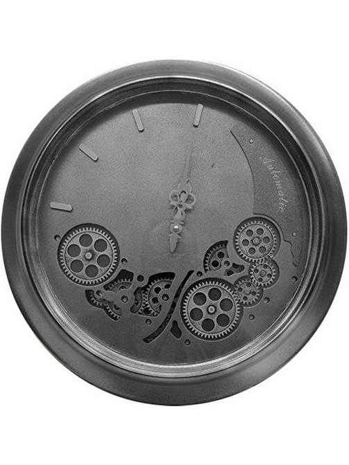 Saat Çarklı Yuvarlak Duvar Saati Dekoratif Hediyelik