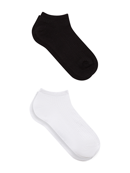 Mavi - 2li Siyah Beyaz Patik Çorap 198652-900