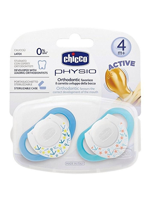 Chicco Physio Kauçuk Emzik +4 Ay - Mavi