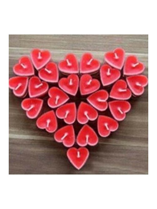 Pazariz Kalpli Mumlar Kırmızı Romantik Mum Çeşitleri 25 Adet Kalp Desenli Mum