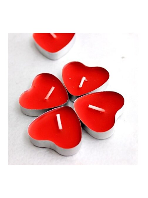 Pazariz Kalpli Mumlar Kırmızı Romantik Mum Çeşitleri 7 Adet Kalp Desenli Mum