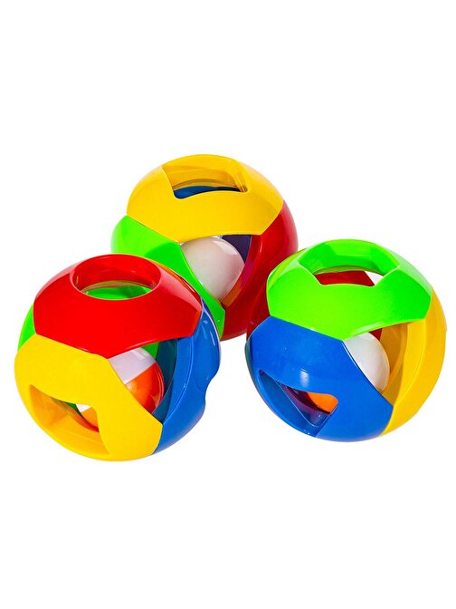 Can-Em Oyuncak Plastik Displayde Sevimli Top Asortili Çıngırak Çok Renkli