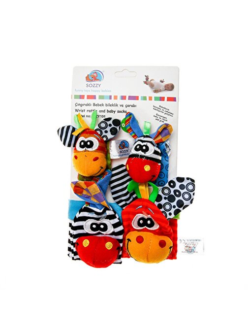 Sozzy Toys Pamuklu Çıngıraklı Çorap ve Bileklik Seti Çok Renkli