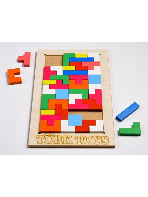 Pazariz Toys Eğitici Doğal Ahşap Tetris Bultak Oyunu